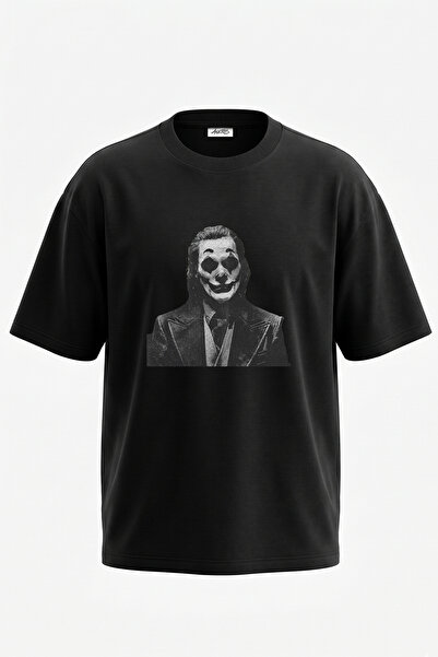 Anetos Μαύρο μπλουζάκι με σχέδιο ταινίας Joker, τυπωμένο Unisex Oversize Fit