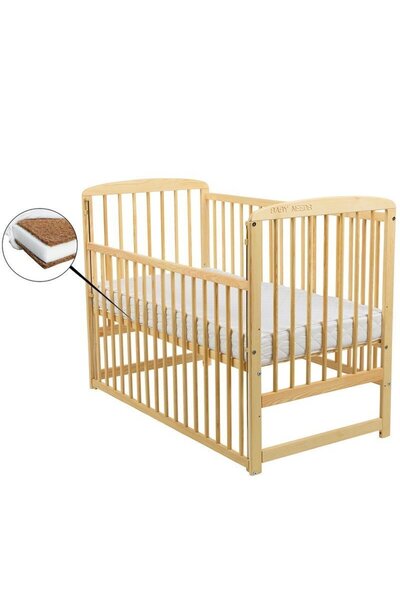 Babyneeds Patut din lemn bebe, 120x60 cm, Cu laterala culisanta, Din lemn de ...