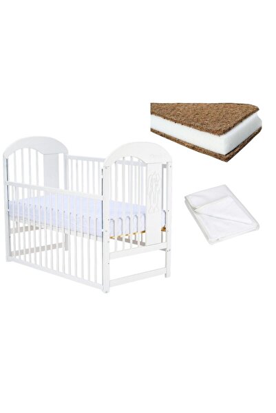 Qmini Set Patut din lemn 120x60 cm, Saltea Cocos Confort 120x60 cm si Protect...