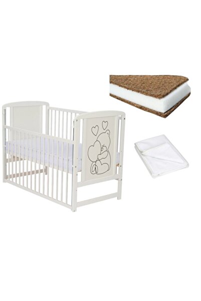 Qmini Set Patut din lemn bebe 120x60 cm, Saltea Cocos Confort II si Protectie...