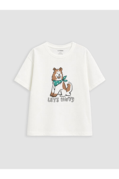 LC Waikiki Lcw Kids White Boys' Printed T-Shirt