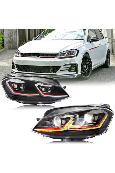 X POWER TUNİNG VOLKSVAGEN GOLF 7.5 2017-2020 KAYAR SİNYALLİ KIRMIZI J ÖN FAR