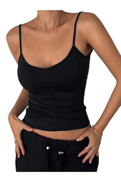 OEM Maiou casual dama, negru, scurt, M