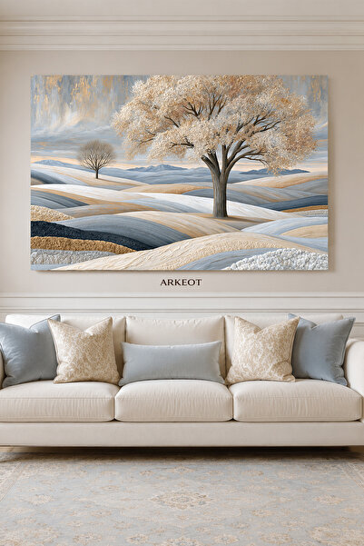 Arkeot Pastel Bozkır Kanvas Duvar Tablosu - Dekoratif Salon Tablo
