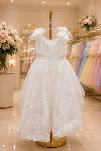 Banuta Lace Evening Dress with a Tiered Cut