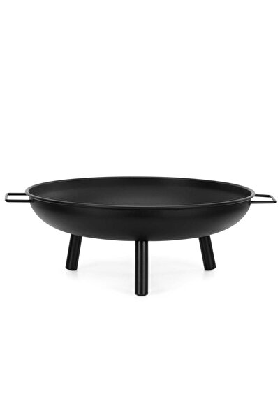 SERSIMO Șemineu de exterior cu mânere laterale, oțel vopsit, Ø58x23 cm, negru