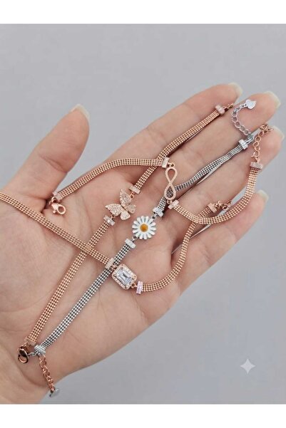 Papatya Silver 925 Ayar Gümüş Tasarım İtal Top Zincir Bileklik Çeşitleri.rose...