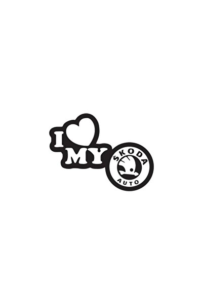 Amo-Stickers Стикер за кола Обичам моята Шкода 30 см Тъмно сив
