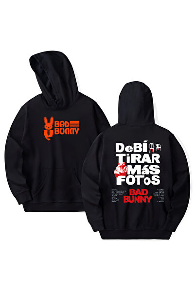 STİL-X Bad Bunny Printed Cotton Long Sleeve Hooded Sweatshirt with 3 Yarns