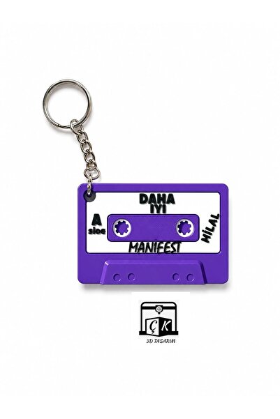 ÇK 3D TASARIM Manifest Cassette Keychain (Crescent)