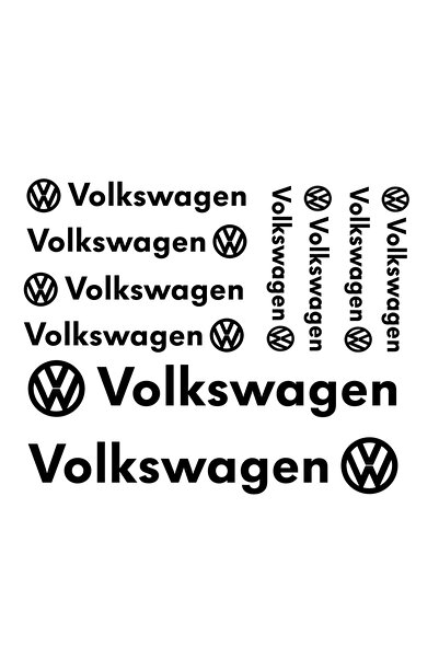 Amo-Stickers Volkswagen Sticker Top Bottom Set 10 pieces Black
