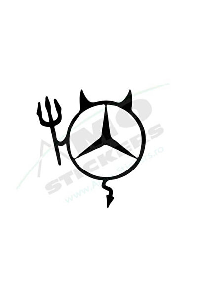 Amo-Stickers Мерцедес Зъл стикер за кола 25см Бял