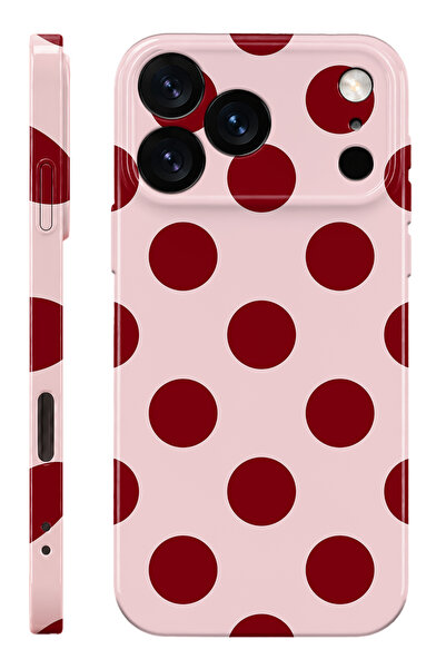 WANNA PROTECT iPhone 17 Pro Max Kırmızı Puantiye Protect Slim Parlak Tam Kapl...