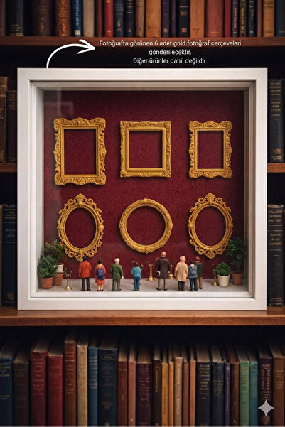 Minoart Vintige 6!lı Gold Renk Sanat Köşesi Mini Çerçeve Tablo