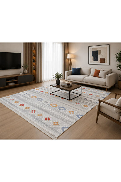 Prestij Home TEKSTİL Sisal İskandinav Pamuk Taban Özel Kesim Kaymaz Salon Mut...