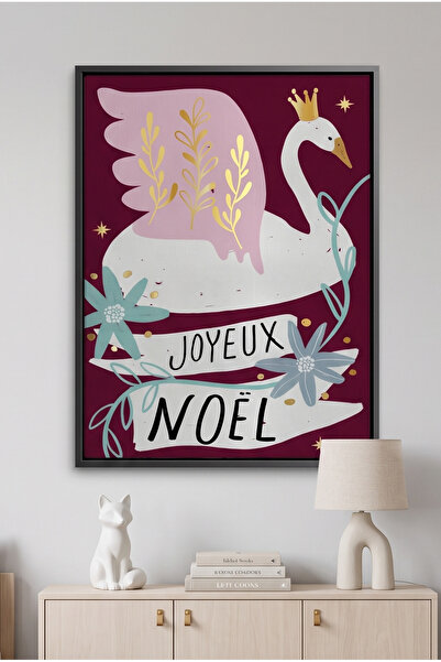 Jasmine Art Winged Swan Kids Wall Art | Portrait Framed Canvas Print with Gol...