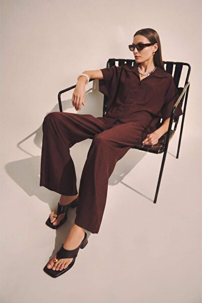 DeFacto Straight Wide Straight Leg Crinkle Fabric Trousers H3241Ax26Au