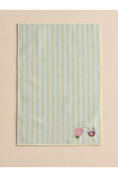 LİONYA DESİGN Hibiscus & Coconut Embroidered Decorative Hand Towel – Striped ...