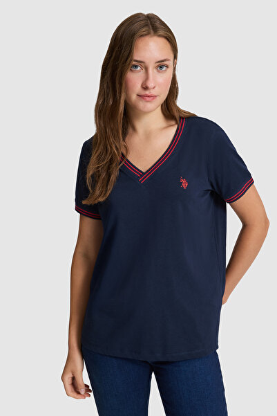 U.S. Polo Assn. Women's Navy Blue V-Neck Basic T-Shirt 50323449-Vr033