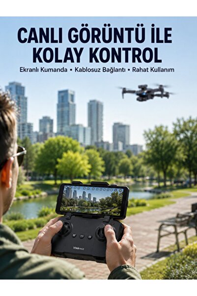 Genel Markalar Katlanabilir Çift Kameralı Drone ile Havadan Fotoğraf ve Video...