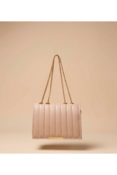 addy Striped Quilted Gold Chain Shoulder and Hand Bag