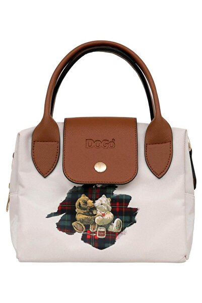 Dogo Women's Vegan Cream Medium Handbag - Teddy Bear Design