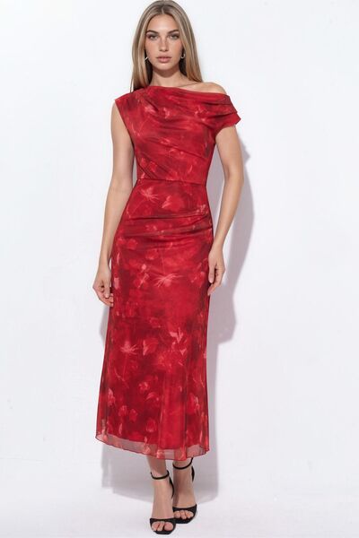 Hiccup Patterned Lined Tulle Knitted Midi Dress