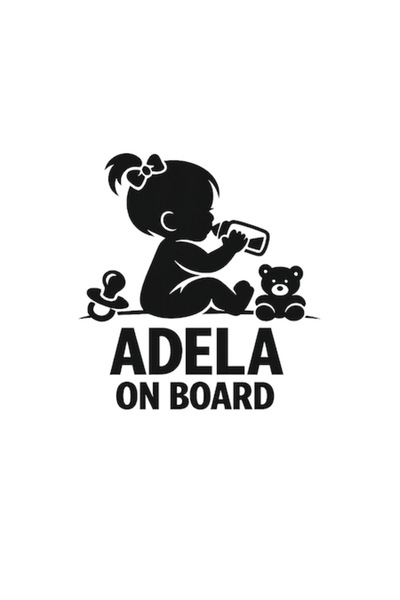 OEM Autocolant decorativ auto  "ADELA ON BOARD ", 10cm, Negru