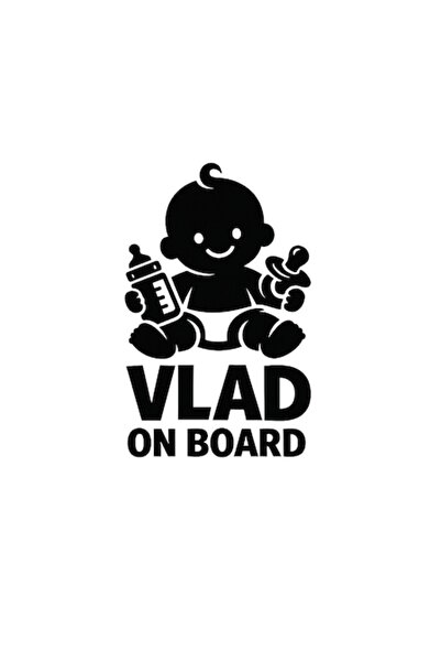 OEM Autocolant decorativ auto  "VLAD ON BOARD ", 10cm, Negru