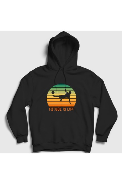 Presmono Hanorac unisex negru cu glugă pentru fotbal Is Life Sports Soccer 61...