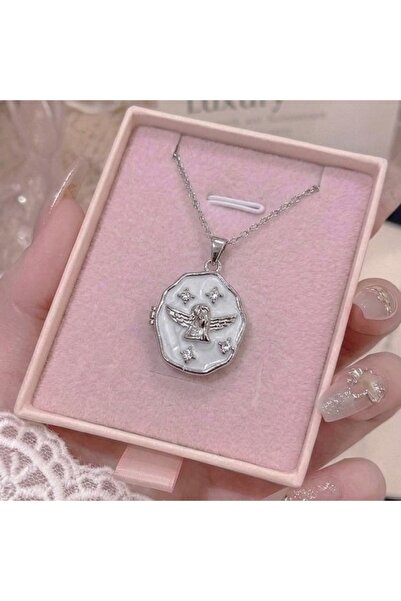 Heda Jewelry Silver Angel Locket Kolye - Kapaklı Anı Kolyesi