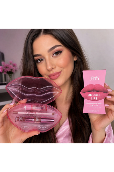 Ushas Double Lips 008D μακιγιάζ χειλιών Σετ για τα ψηλά και τα χαμηλά χείλη μ...