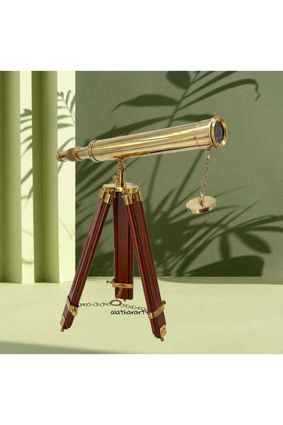 Al Athar Arts Brass Functional Nautical Telescope With Adjustable Tripod Stan...