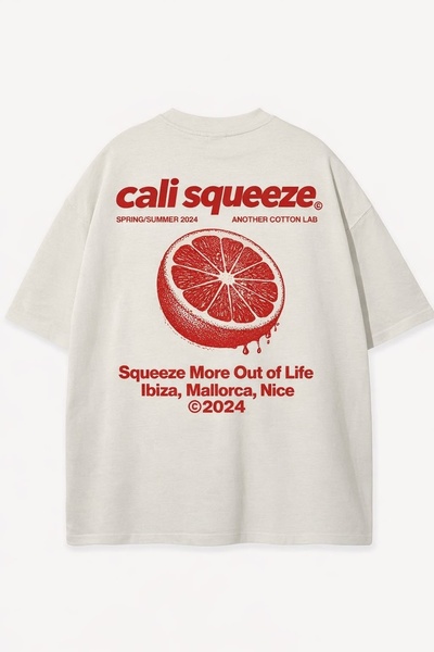 Vordevia Tricou unisex supradimensionat alb cu imprimeu Cali Squeeze, tricou ...