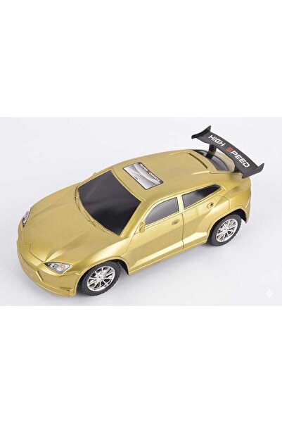 High-Speed Gold Metallic Sports Car Toy with "High Speed" Spoiler