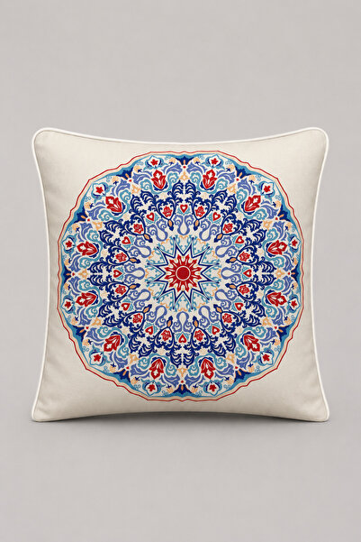 LUX VIE Star Medallion Patterned Piping Raschel Knitted Velvet Woven Throw Pi...