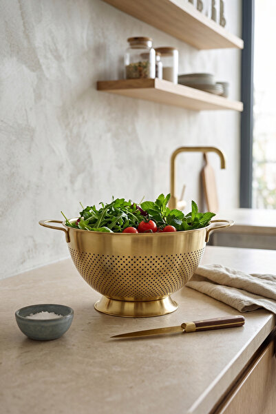 Kitchen Life Scurătoare din oțel inoxidabil Gastro Gold de 34 cm cu mâner pen...