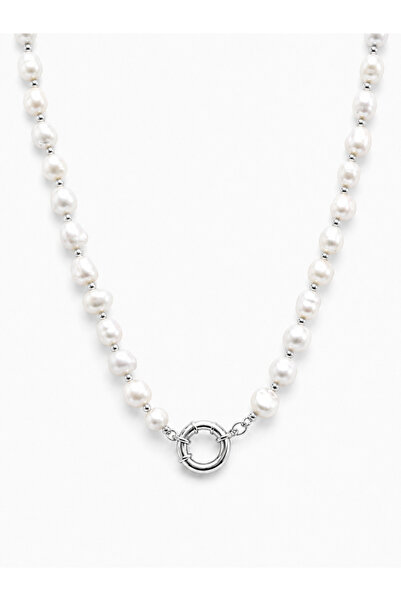 Ege via jewelry Egevia Asil İnci Işıltısı Silver Detaylı Altın Takılmayan Kolye
