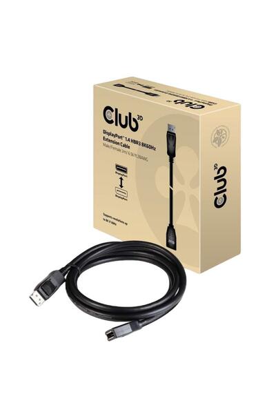 Club 3D Καλώδιο επέκτασης DisplayPort, Αρσενικό σε Θηλυκό, 8K, 2μ, Μαύρο