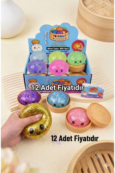 vattara Çin Mantısı Büyük Boy Simli 12 Adet Squishy Dumpling