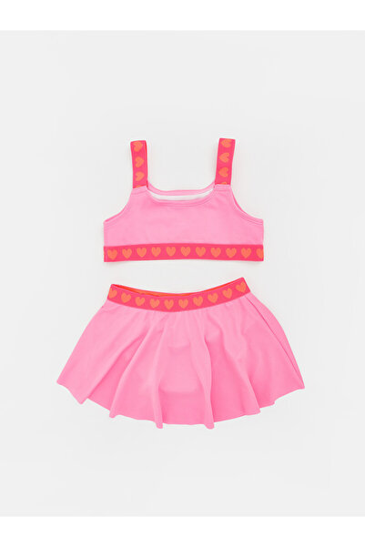LC Waikiki Kalp Desenli Kız Çocuk Etekli Bikini