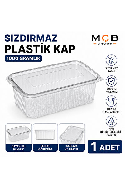Mçb Group 1000 Gr Sızdırmaz Plastik Saklama Kabı Kapaklı Şeffaf Gıda Saklama Kabı 1 Adet