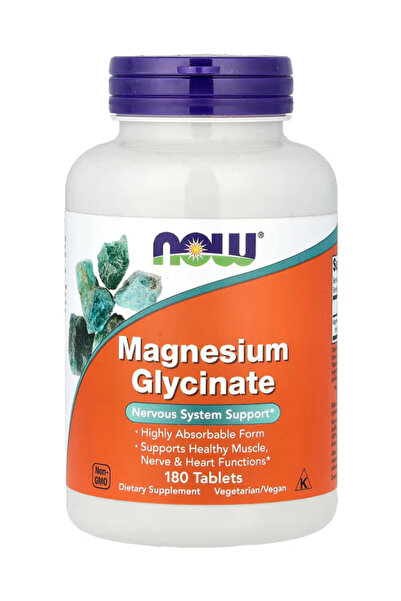Now Foods Magnesium Glycinate 100 mg, Highly Absorbable Form, 180 Tablets