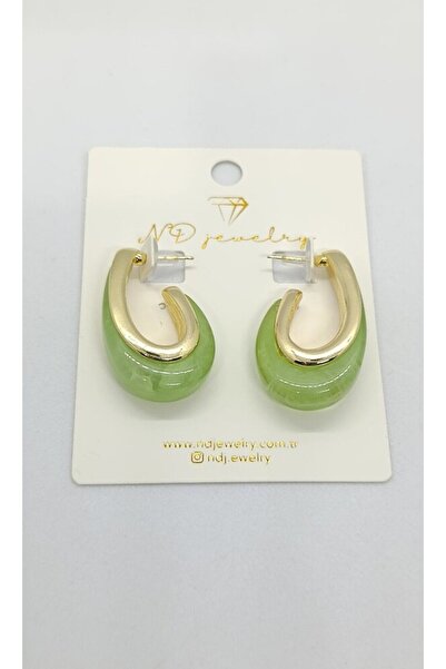 ndjewelry Liora Pistachio Green Hoop Earrings