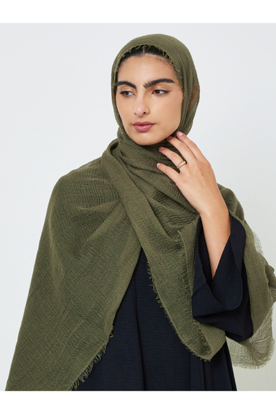 Amirah By Styli Olive Green Textured Hijab