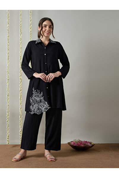 Silver Lime By Styli Embroidered Longline Co-ord Set