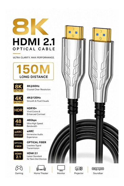 Generic HD HDMI 2.1 Active Fiber Optical Cable (AOC) 8K@60Hz / 4K@120Hz | 48G...