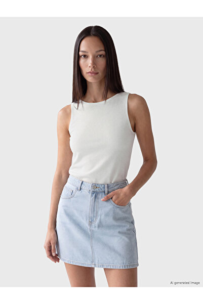 LC Waikiki Lcw Everyday White Crew Neck Glittery Women's Undershirt