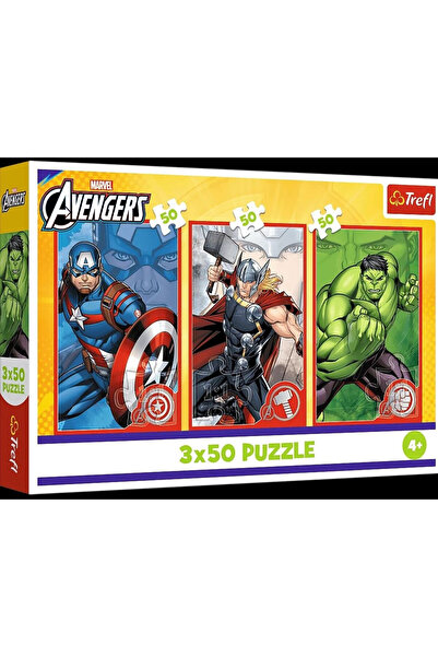 Trefl Puzzle Trefl, Marvel Avengers, set 3x50 piese, multicolor, 275x180mm