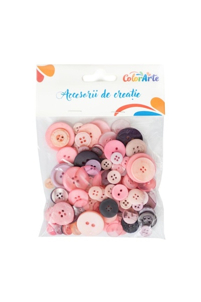 MC Micostore Accesorii creatie - nasturi plastic, diverse nuante roz, 10-23mm...